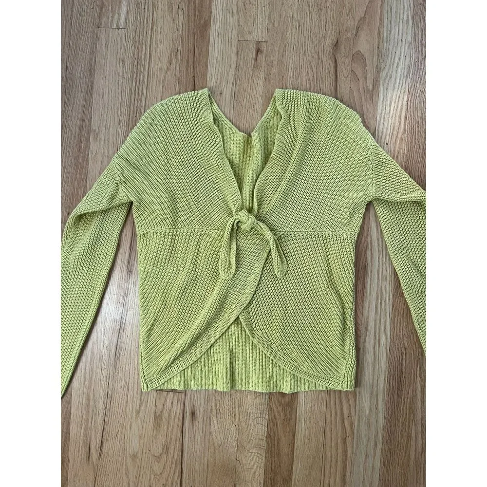 Loft Bright Avocado Tie Back Sweater‎ Medium
